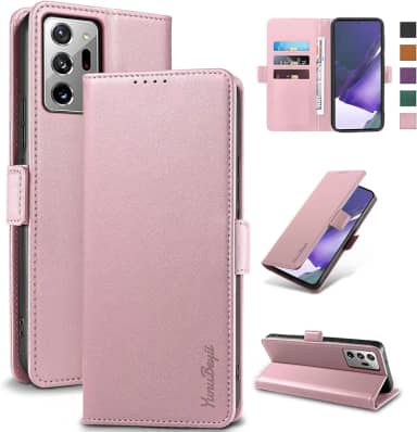 Capa Carteira para Samsung Note 20 Ultra - [Bloqueio RFID] Capinha Flip Magnética para Celular de Couro PU de Luxo com Suporte,Case Proteção,Rsistente,Antichoque, Rosa