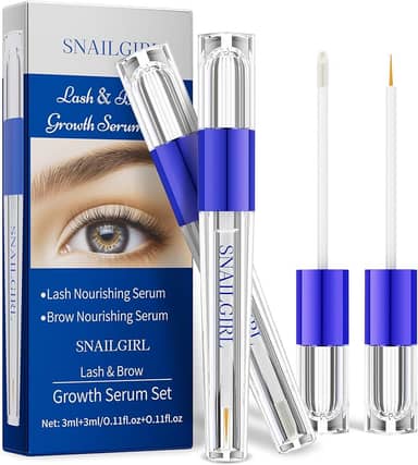 Kean Beauty Conjunto de soro para crescimento de cílios e sobrancelhas – Fórmula natural de biotina para melhorar cílios e sobrancelhas – 3 ml x 2 – Fórmula suave para pele sensível, nutritiva e