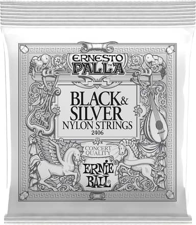 ENCORDEAMENTO P/VIOLAO CLASSICO ERNESTO PALLA BLACK AND SILVER NYLON TENSAO MEDIA P02406 ERNIE BALL