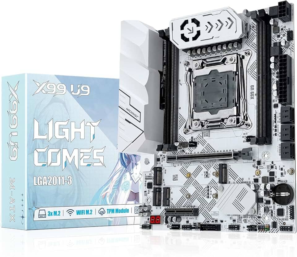 MACHINIST Placa mãe X99 LGA 2011-V3 suporta CPUs Intel Xeon E5 V3 V4 e Core i7 5ª 6ª série (M-ATX, 4-Channel DDR4, NVME M.2, PCIe 3.0, WiFi M.2, Gigabit Network, SATA 6Gbps, USB 3.0), X99 U9