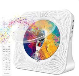 Elyblo Cd Player Portatil, 110-220V Toca Cd Portatil, Leitor de Cd com Alto-Falantes Duplos Integrados, Radio Cd Player de HiFi, Suporte CD, Bluetooth, Rádio FM, Unidade USB, AUX, Temporizador, Loop