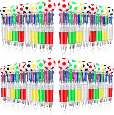36 peças mini canetas multicoloridas, lembrancinhas de festa de futebol, canetas esportivas multicoloridas, 4 em 1, canetas esferográficas retráteis de ponta fina da Copa do Mundo para