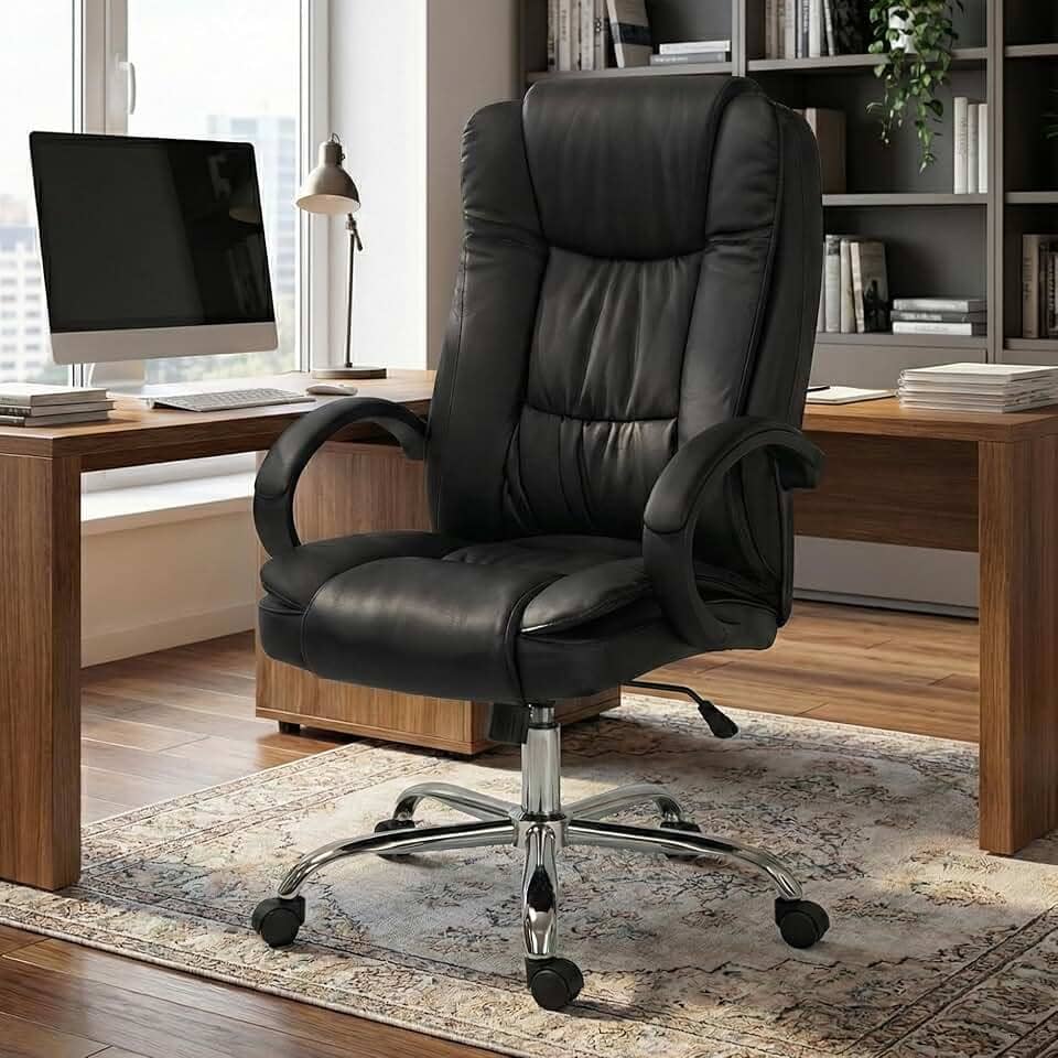 Cadeira De Escritório Presidente Executiva Diretor Premium Couro Estofada Mola Luxo