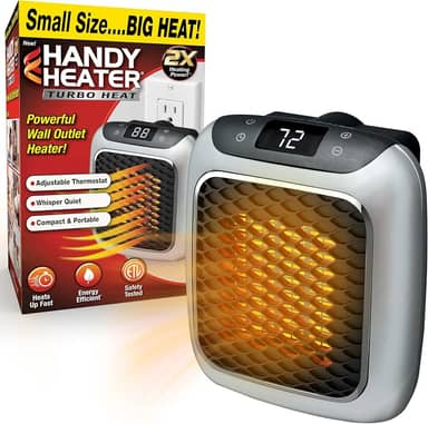 Ontel Aquecedor prático Turbo 800 para tomada de parede com termostato ajustável, temporizador programável de 12 horas, desligamento automático – mini aquecedor de cerâmica silencioso e economiza espaço