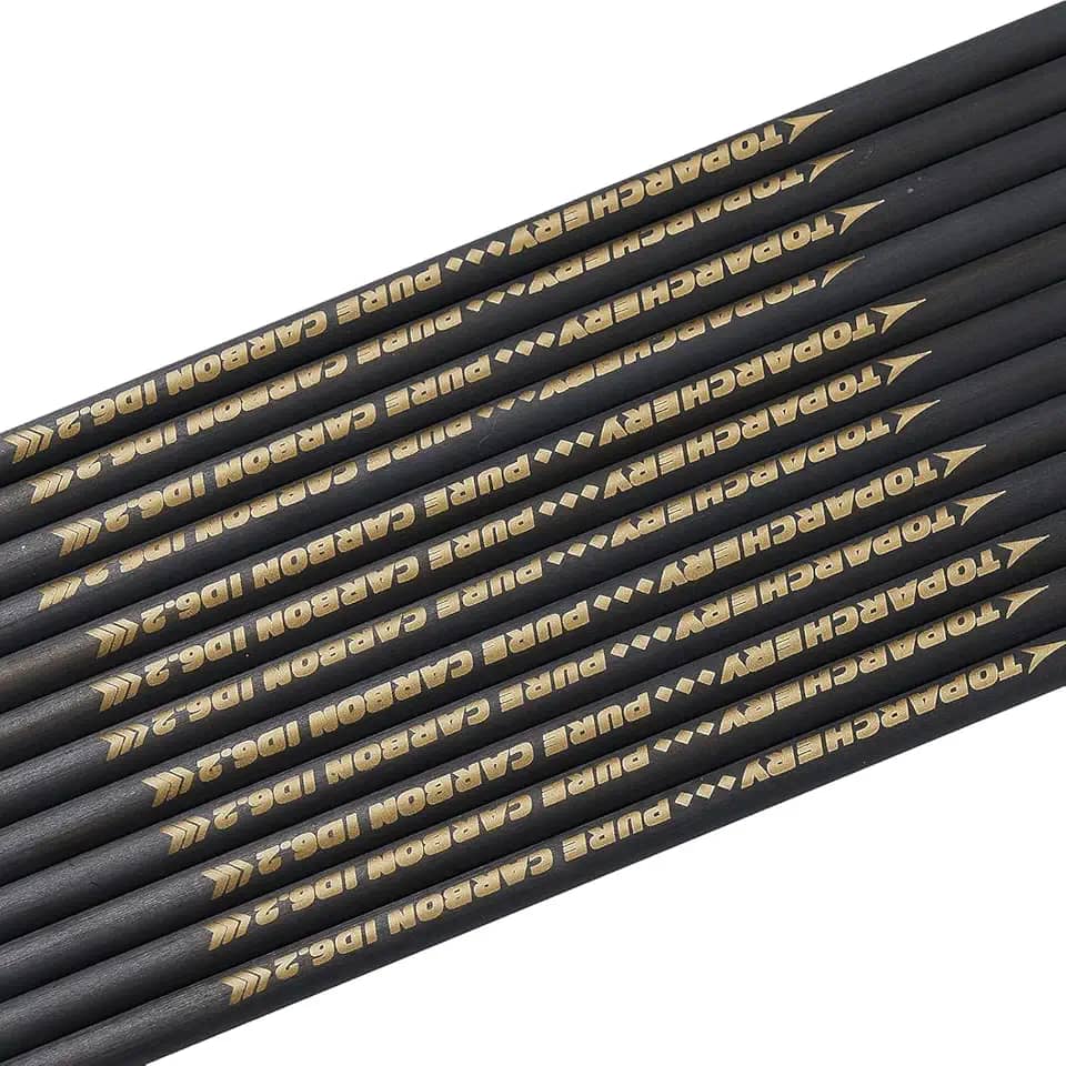 TOPARCHERY Eixos de flecha de carbono puro 33 polegadas tubo de seta espinha 300 350 400 500 600 para flechas de caça DIY arco composto arco recurvo 12 peças