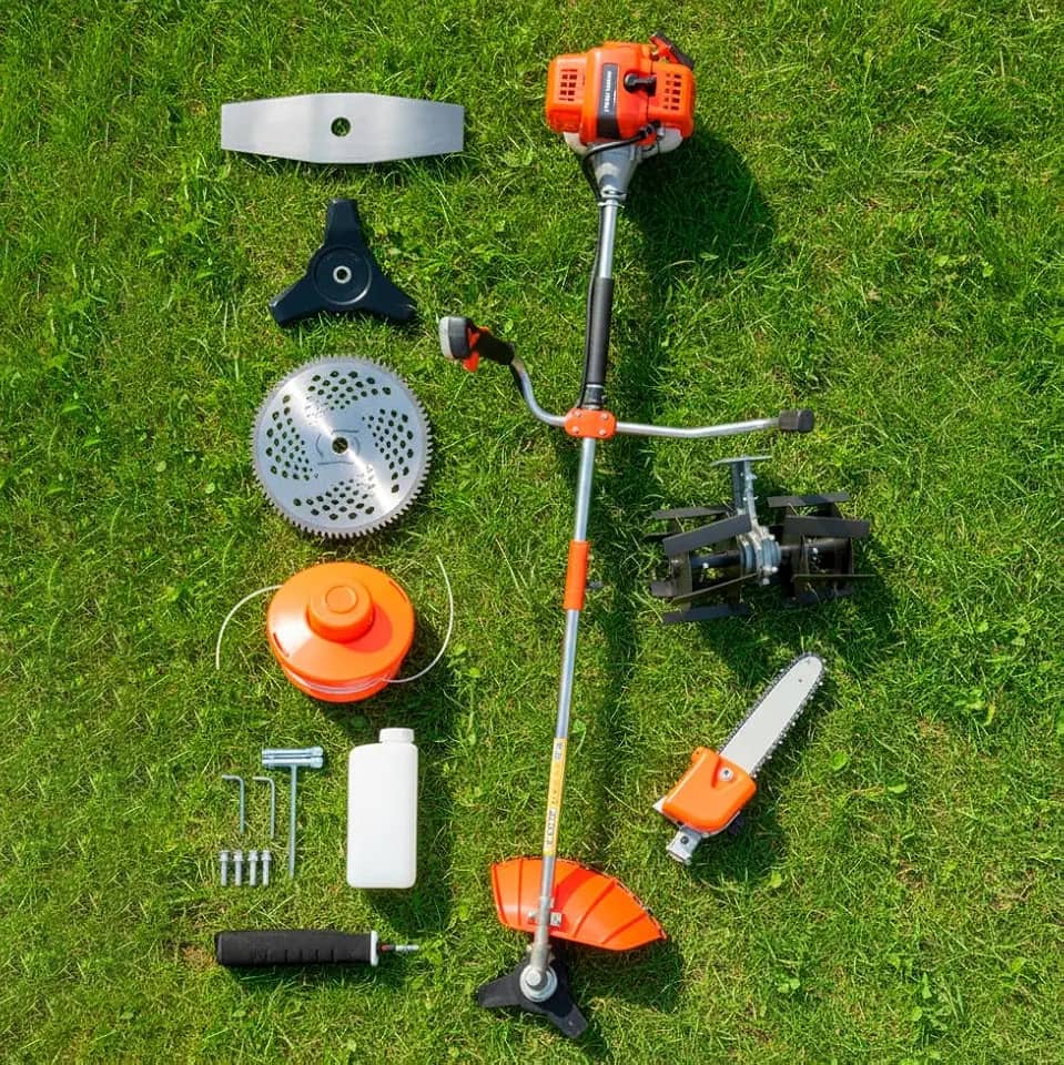 Roçadeira Profissional 2 Tempos 75cc a Gasolina 7 em 1 Multifuncional Com Enxada e Motopoda