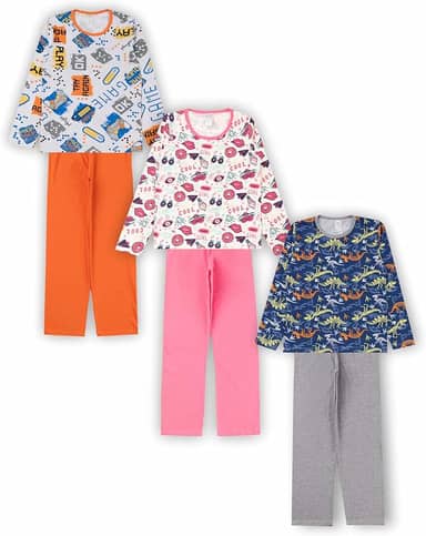 Kit com 3 Pijama Infantil Menina ou Menino INVERNO - Algodão - 1 ao 16