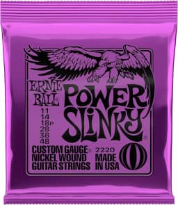 Cordas para guitarra elétrica Ernie Ball Power Slinky Nickel Wound, calibre 11-48