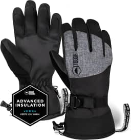 Luvas de esqui e neve – Luvas de snowboard impermeáveis e à prova de vento para inverno para homens e mulheres para esqui em clima frio e snowboard – com coleiras de pulso, revestimento de nylon, isolamento térmico e palma de couro sintético