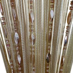 ZiDeTang Cortina divisória de sala de estar com franja e franja com contas de botão (99,8 cm x 199,4 cm, champanhe)