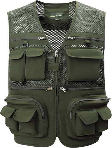 Colete de pesca masculino utilitário para tiro Safari colete de viagem com bolsos