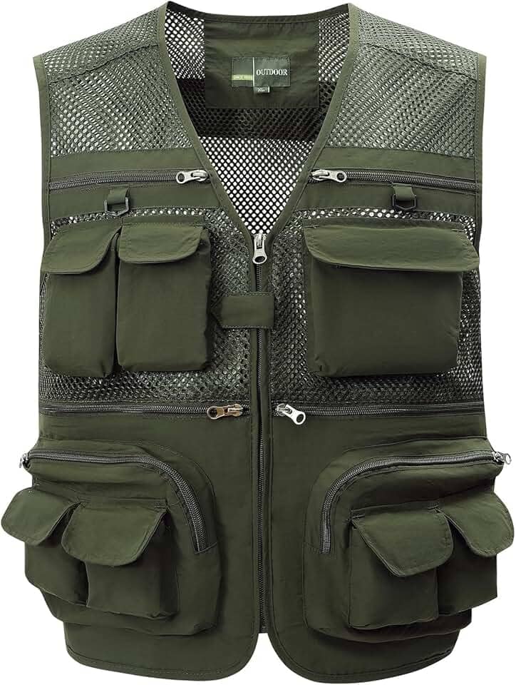 Colete de pesca masculino utilitário para tiro Safari colete de viagem com bolsos