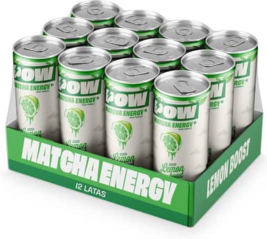 POW Green Energy, Lemonade | Push Matcha Energético | Energia Natural, Antioxidante, Cafeína, L-Teanina | 310ml (Pack de 12 Latas)