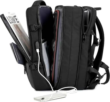 Mochila de Viagem Expansivel Grande Masculina Feminina,Mochila Avião para Notebook 17,Executiva,Antifurto,Reforçada,USB,Impermeável,Escolar,Faculdade,Trabalho,Presente