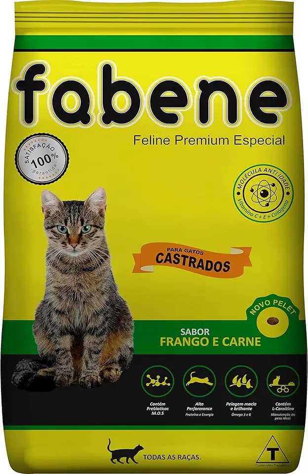 FABENE FELINE CASTRADOS SC 3 KG Qualita Foods para Todas de raça Adulto - Sabor Frango