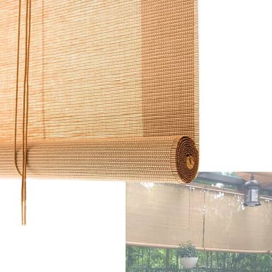 Persianas de rolo de bambu natural, persianas de rolo de bambu, persianas de rolo de luz de filtro, adequadas para terraços domésticos, janelas, jardins, varandas (Cor: A, Tamanho: 80 cm x 60