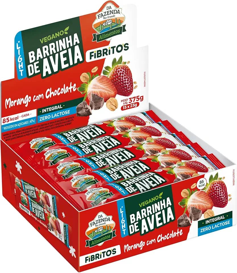 Biosoft Barrinha De Aveia - Light Morango com Chocolate 25g. Display com 15 unidades