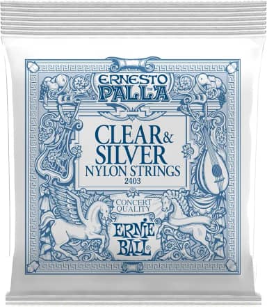 ENCORDOAMENTO P/ VIOLÃO CLÁSSICO ERNESTO PALLA CLEAR AND SILVER NYLON TENSAO MEDIA P02403 ERNIE BALL