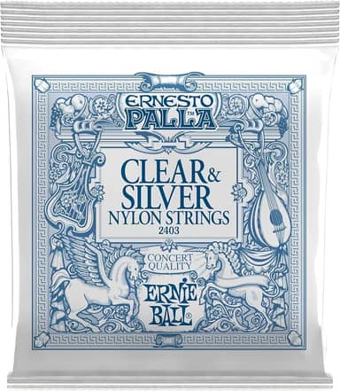 ENCORDOAMENTO P/ VIOLÃO CLÁSSICO ERNESTO PALLA CLEAR AND SILVER NYLON TENSAO MEDIA P02403 ERNIE BALL