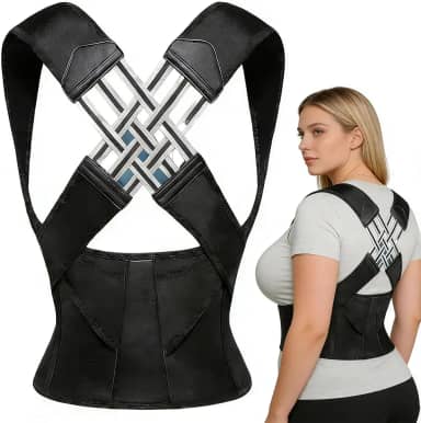 Cinto de Correção Postural, Corretores de Corpo, Corretor de Costas Ajustável, Colete Ergonômico para Homens E Mulheres, Colete para Aliviar A Dor Na Cintura, Costas E Pescoço, Preto, XL
