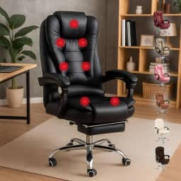 Led Tools - Cadeira de Massagem Presidente Com 7 Pontos Massagem E Apoio Pés (Preto)