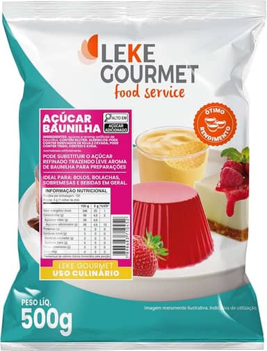 Leke Gourmet – Açúcar de Baunilha 500g | Aroma Suave e Sabor Marcante | Ideal para Bolos, Doces e Sobremesas Artesanais