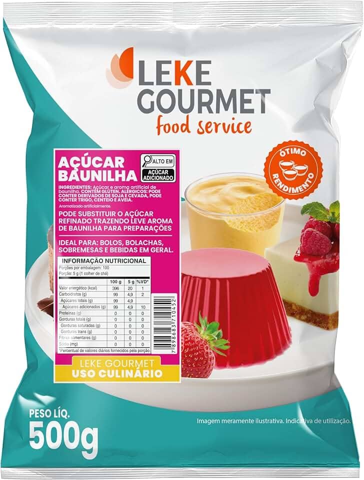 Leke Gourmet – Açúcar de Baunilha 500g | Aroma Suave e Sabor Marcante | Ideal para Bolos, Doces e Sobremesas Artesanais