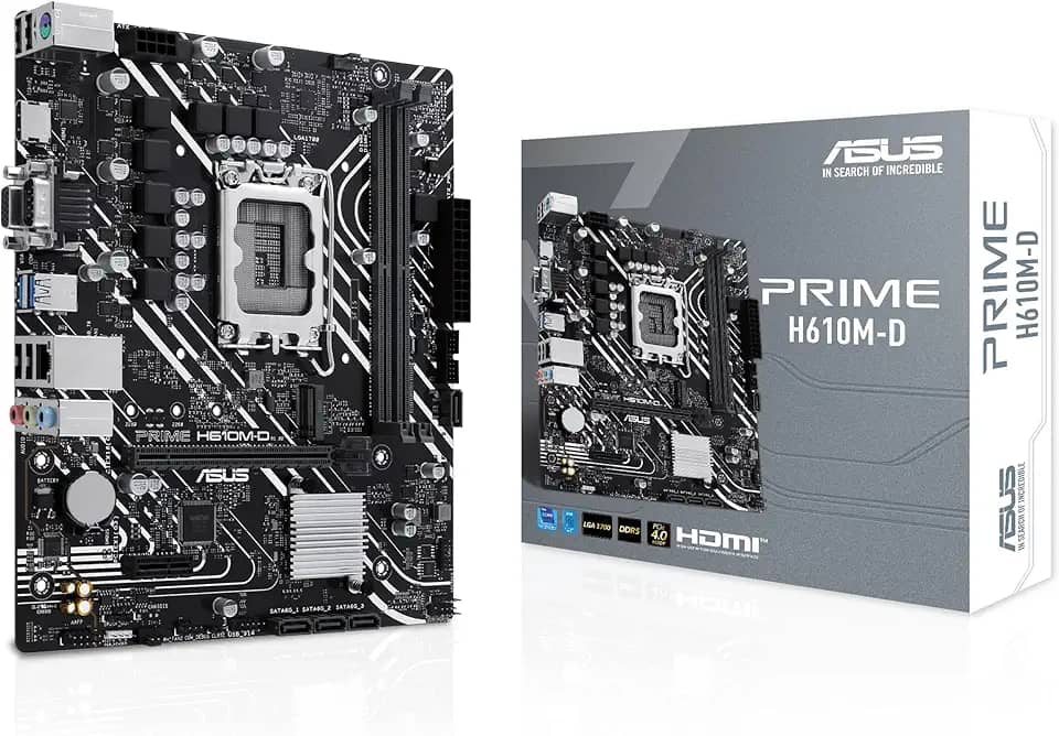ASUS Placa-mãe Prime H610M-D Intel H610 Micro-ATX (LGA 1700), DDR5, PCIe 4.0, slot M.2, Realtek 1Gb Ethernet, HDMITM/VGA, USB 3.2 Gen 1, SATA 6Gbps, COM Port, RGB Header
