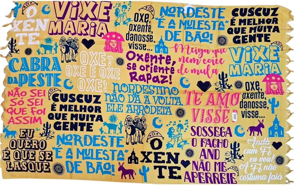 Canga Girias Nordestina, Estilo Moderno, Cor Areia e Multicolorido, Tema Cultural Brasileiro, Tipografia Artística Nordestinas