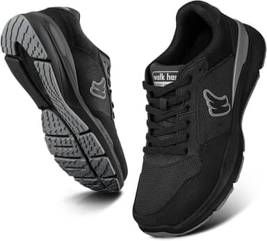 Tênis masculino de caminhada para fascite plantar, suporte de arco com sola de borracha antiderrapante, sapatos ortopédicos casuais confortáveis com bico largo