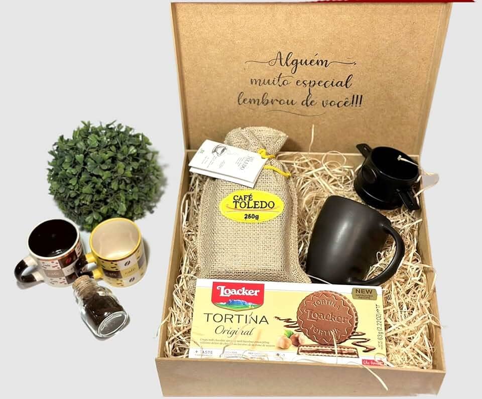 Cesta de Presente Café Gourmet Kit Café Gourmet Homem Mulher Presentes Finos Dia dos Pais Dia das Mães Natal