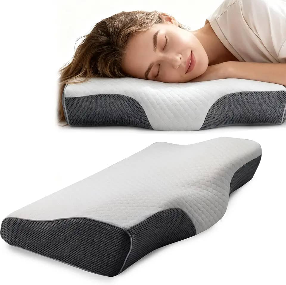 Travesseiro Cervical Ortopédico,almofada de pescoço,Travesseiro Ergonômico,Anti ácaro, anti fungo e anti bactéria Viscoelástico,55cm x 35cm