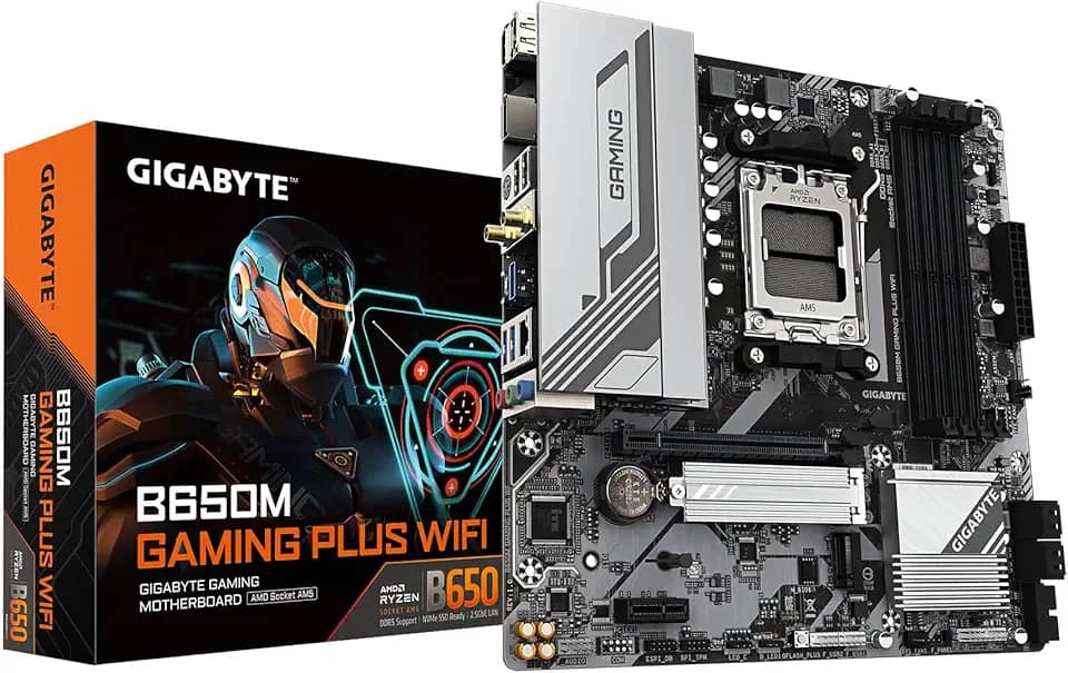 GIGABYTE B650M Gaming Plus WiFi AM5 LGA 1718 AMD B650 M-ATX, DDR5, PCIe 4.0 M.2, PCIe 4.0, USB 3.2 Gen 1 Type-C, Wi-Fi 6E, LAN 2.5GbE