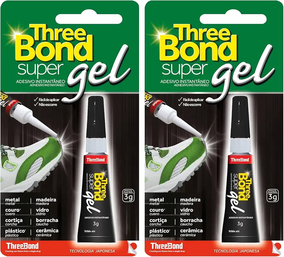 Kit 2 Super Gel ThreeBond 3g | Cola Instantânea em Gel Que Não Escorre | Ideal Superfícies Verticais e Materiais Porosos