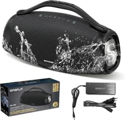 Caixa de Som Bluetooth SABALA DR-909 Boombox,39000mAh 36H Bluetooth 5.3, IPX6 TWS, Portátil USB Powerbank (Preto)