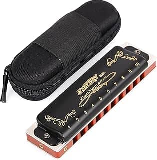 Easttop Gaita Chave C 10 Buracos 20 Tons Gaita C Blues com Capa Alta Grau Resistente para Jogadores Profissionais, Iniciantes, Estudantes, Crianças, Presente Infantil (East Top) - Preto