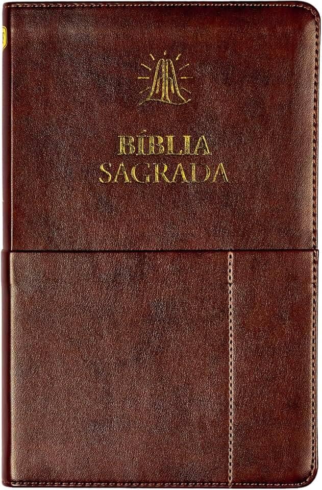 Bíblia Sagrada Slim ACF, Luxo, Couro-Soft , marrom, com bolso