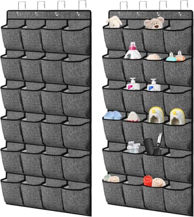 Organizador de sapatos acima da porta, organizador de sapatos para porta de armário, 48 bolsos, organizador Zapateras para sapatos infantis, chinelos, roupas íntimas, meias, cruise Essentials, preto,
