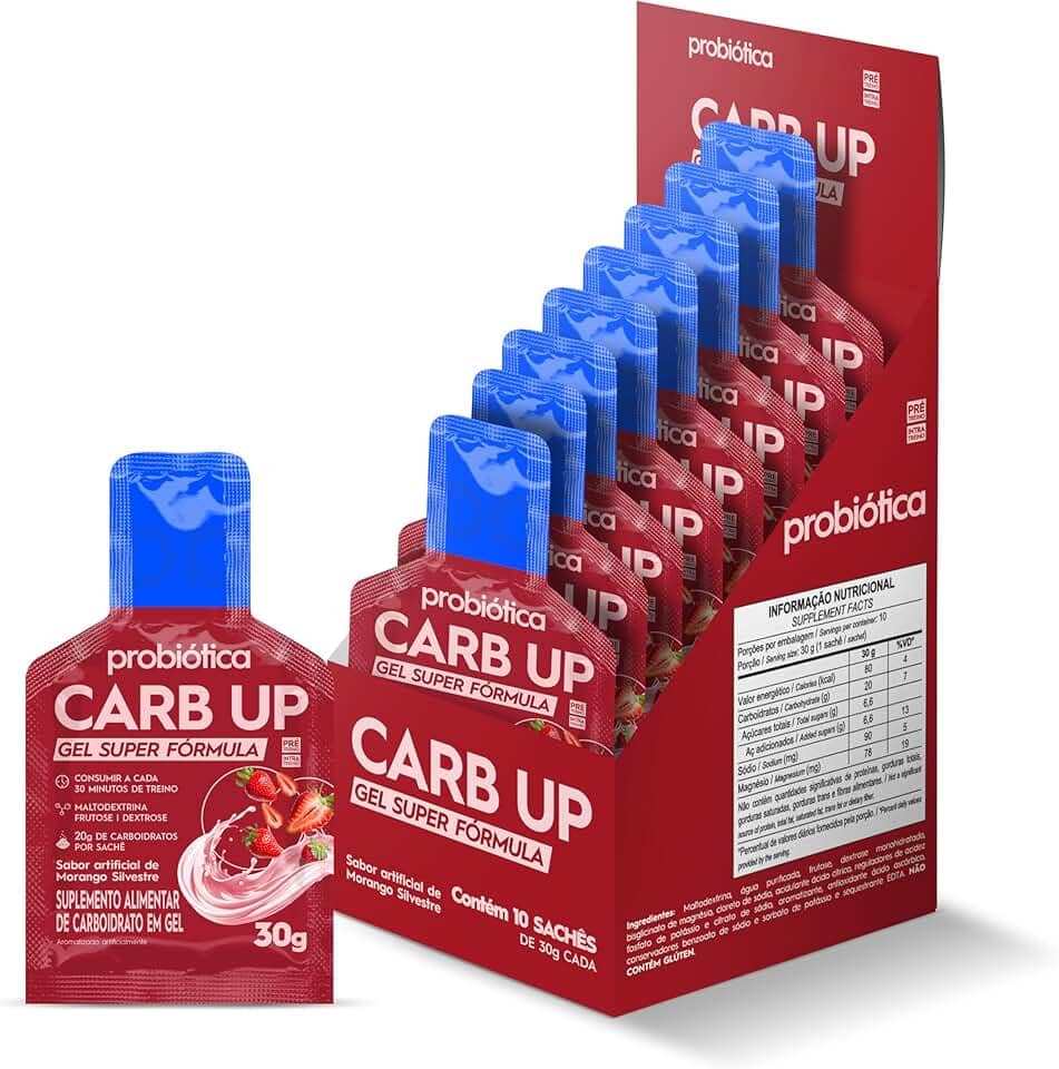 Probiótica Carb Up Gel Super Fórmula Morango Silvestre 10 Sachês 30G