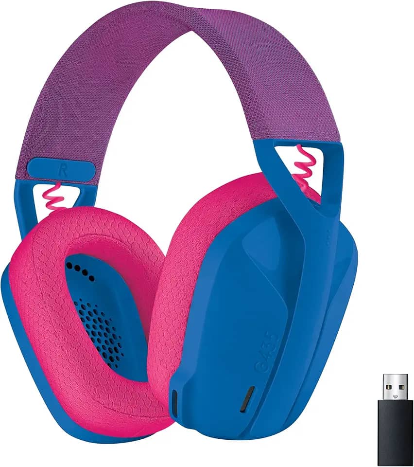 Headset Gamer Sem Fio Logitech G435 LIGHTSPEED, Conexão USB e Bluetooth, Design Leve e Confortável, Microfone Embutido, Bateria de até 18h - Compatível com Dolby Atmos, PC, PS4, PS5, Mobile - Azul