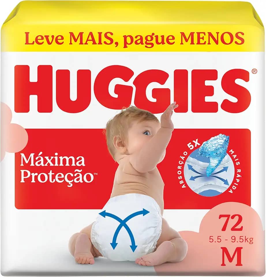 Fralda Descartável Huggies Máxima Proteção Tamanho M 72 unidades – Nova Supreme Care fralda aberta com tecnologia Xtra-Flex, canais em X que se adaptam aos movimentos e máxima proteção sem fralda caída (embalagem pode variar)