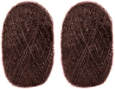 CAMAL Fio de poliéster para panos de prato para suprimentos de crochê, fio de tricô colorido brilhante para panos de prato, artesanato DIY, 2 pacotes 109 jardas por novelo (café)