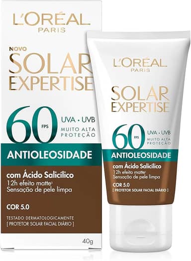 L’Oréal Paris Protetor Solar Facial L'Oréal Paris Solar Expertise Antioleosidade Fps60 Cor 5.0 Negra 40G