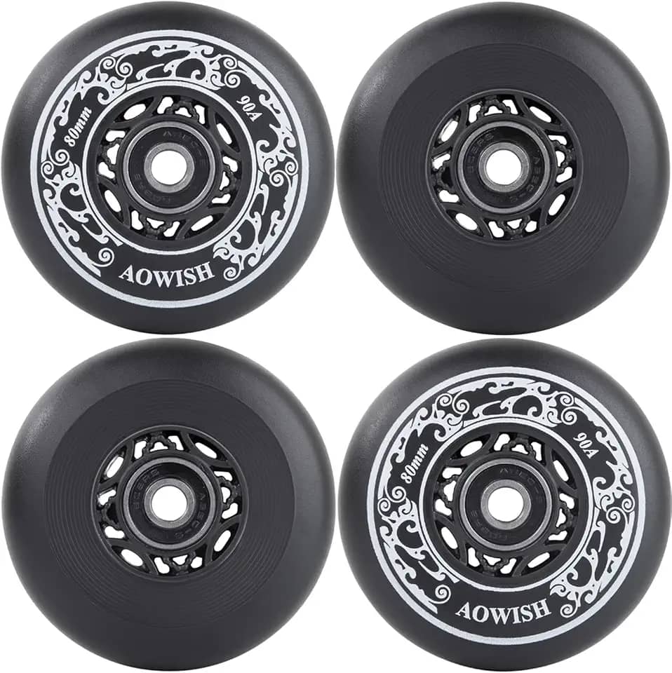 Rodas de skate em linha, fórmula asfalto para uso externo, lâminas agressivas, rodas de substituição de hóquei de 90a com rolamentos ABEC-9 e espaçadores flutuantes, pacote com 4