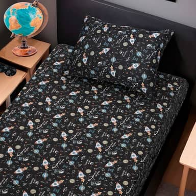 Jogo de Lençol 2 Peças Portallar Doce Vida Kids Space Fun Solteiro