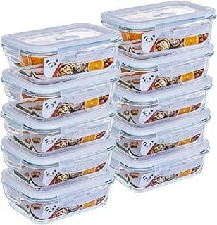 GATO PANDA Potes de Vidro Retangulares com Tampa Hermética, 640ml, Vidro Borossilicato, Kit com 4, 5, 6, 10 ou 12 Unidades (Branco)