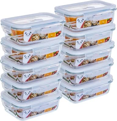 GATO PANDA Potes de Vidro Retangulares com Tampa Hermética, 640ml, Vidro Borossilicato, Kit com 4, 5, 6, 10 ou 12 Unidades (Branco)