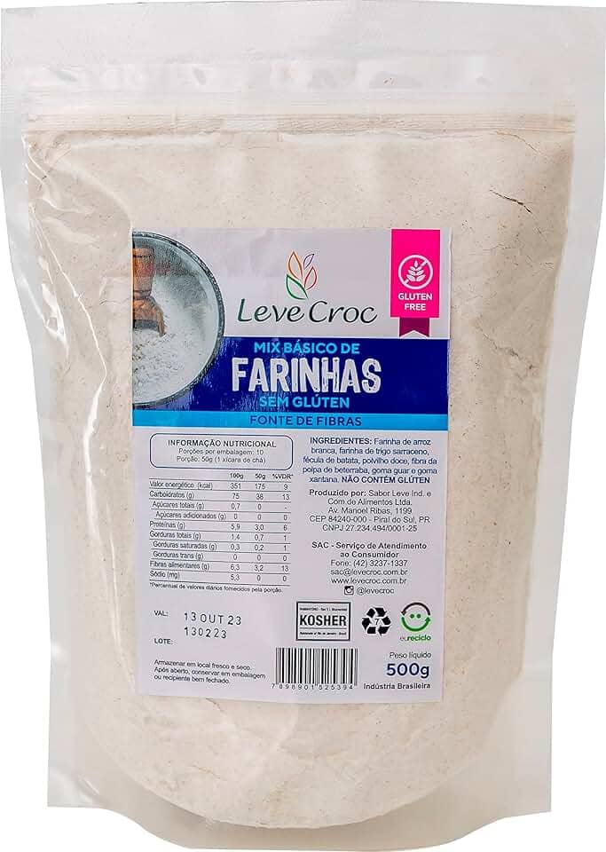 Mix Básico de farinhas sem glúten Leve Croc 500g