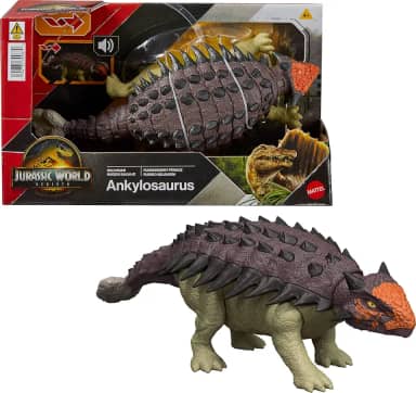 Jurassic World Dinossauro de Brinquedo Rebirth Rugido Selvagem Euoplocephalus para crianças a partir de 4 anos