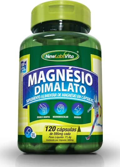 Magnésio Dimalato 500mg, 120 Cápsulas, New Labs Vita